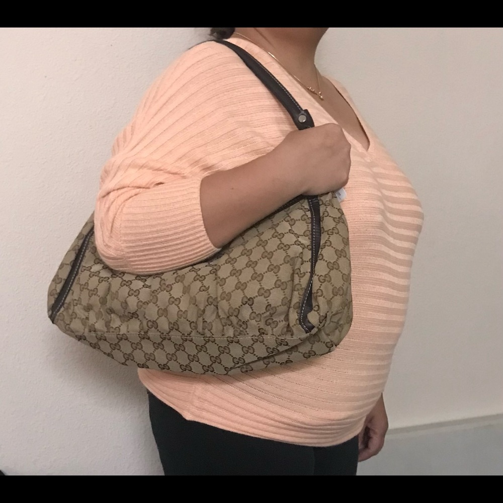 Auth Gucci Brown GG Monogram Abbey D-Ring Hobo Bag - Picture 16 of 16